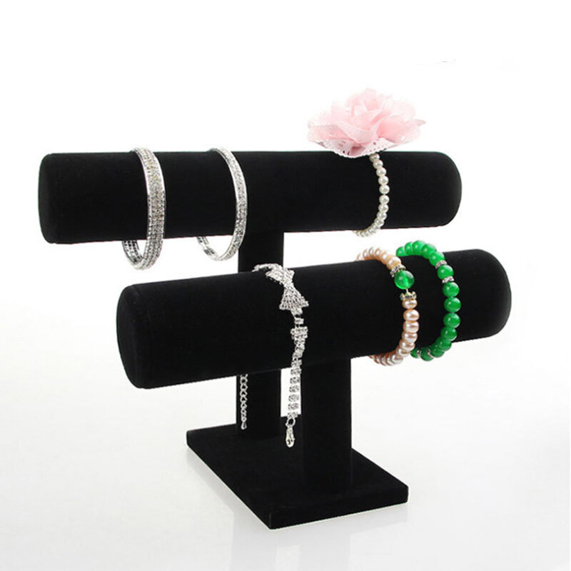 2 camada t-bar pulseira suporte de exibição para armazenamento de jóias jóias titular exibição nyz loja