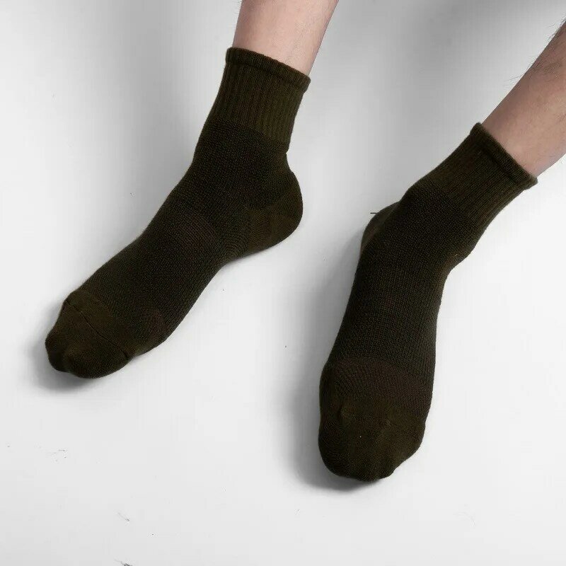 Men's Sports Socks In The Tube Thickened Towel Bottom Mesh Breathable Socks Thickened Toe To Prevent Bursting Gifts For Men