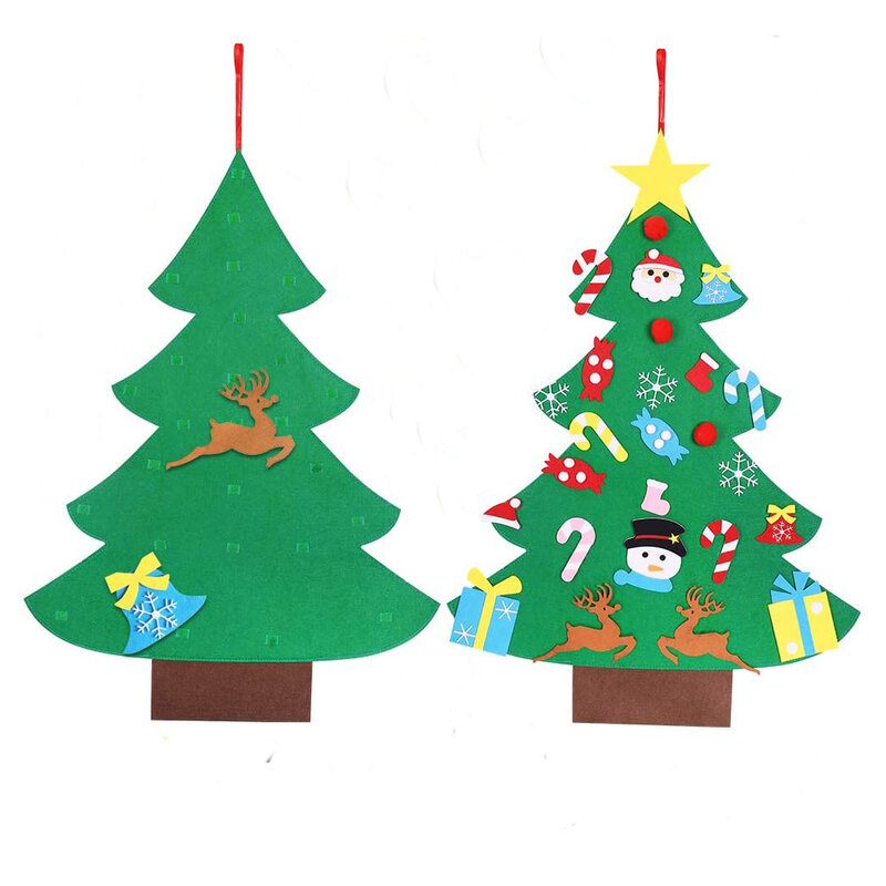 Bebê montessori brinquedos diy feltro árvores de natal ornamento crianças ocupado placa natal presentes da árvore para crianças quarto porta decoração da parede quente