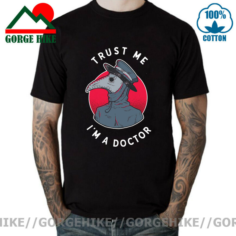 Humor Trust Me divertida-Camiseta de algodón para hombre, Harajuku Camiseta de manga corta para Halloween, camisetas de Doctor de la peste, ropa de calle
