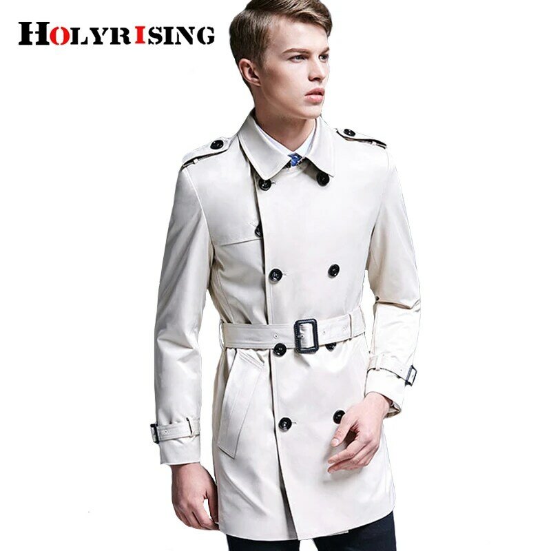 Gabardina larga con doble botonadura para hombre, abrigo cortavientos británico a la moda, talla S-6XL, novedad de primavera