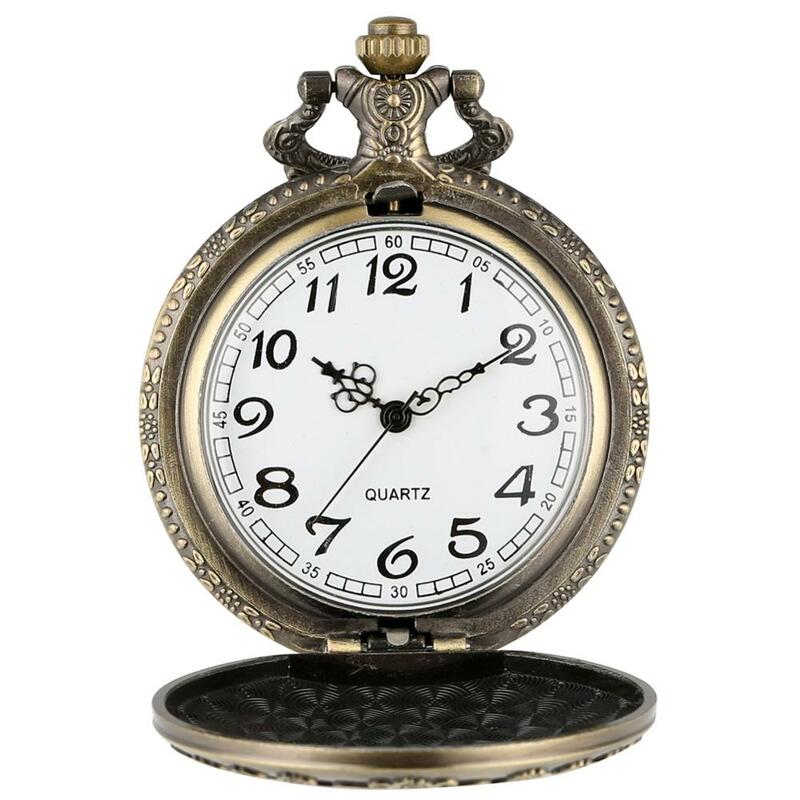 Bronce reloj de bolsillo de cuarzo con buen accesorio Casual número árabe collar de reloj Steampunk colgante relojes regalo para las señoras