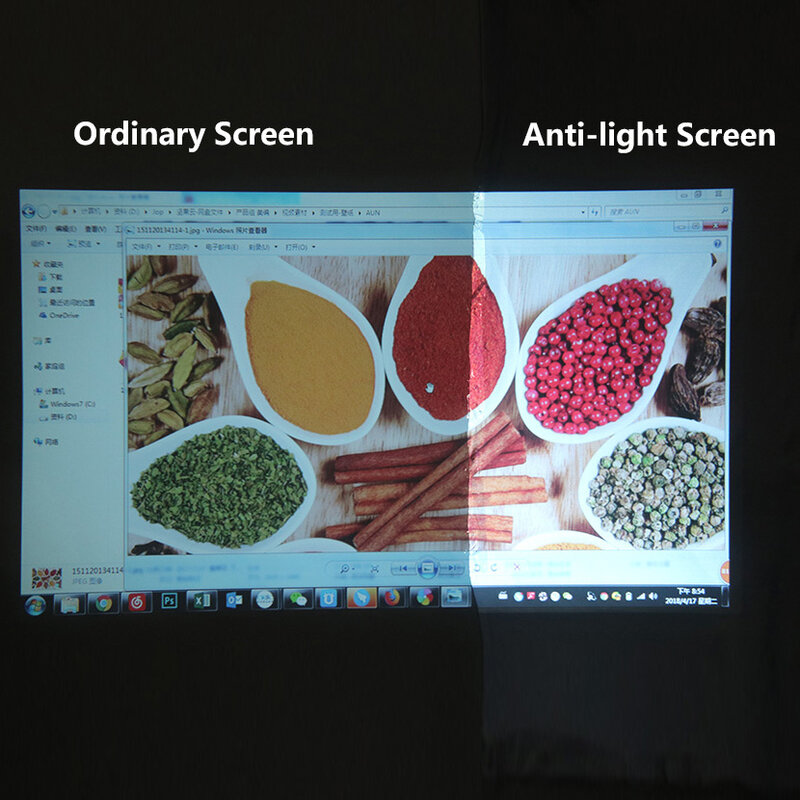 Экран проектора AUN с защитой от светильник 120/100/60 дюйма Домашний кинотеатр из светоотражающей ткани 16:9, экран ALR 4K 1080P, светодиодный/DLP