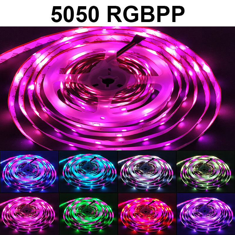 5M 5050 taśma LED SMD RGB RGBPink (RGB + różowy) RGBWW (RGB + ciepły biały) RGBCCT elastyczne girlanda żarówkowa LED światła 5M diody LED domu