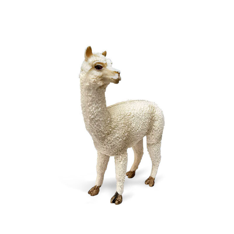 Figuras de acción de animales del Zoo para niños, Juguetes Educativos de plástico sólido, modelo de simulación de Alpaca