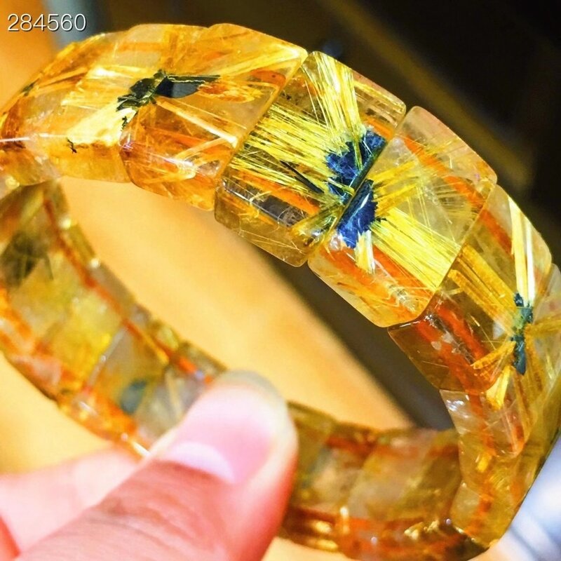 Natural ouro rutilated quartzo pulseira brasil 16.8x9.7x5.8mm pulseira mulher homens rutilated claro retângulo contas rico aaaaaaaa