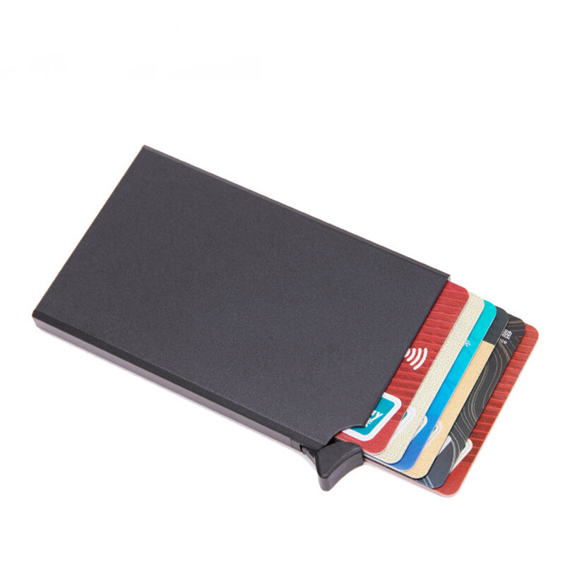 Zovyvol rfid盗難防止スマート財布薄型idカードケースユニセックス自動的に固体金属銀行のクレジットカードホルダー名刺ミニ