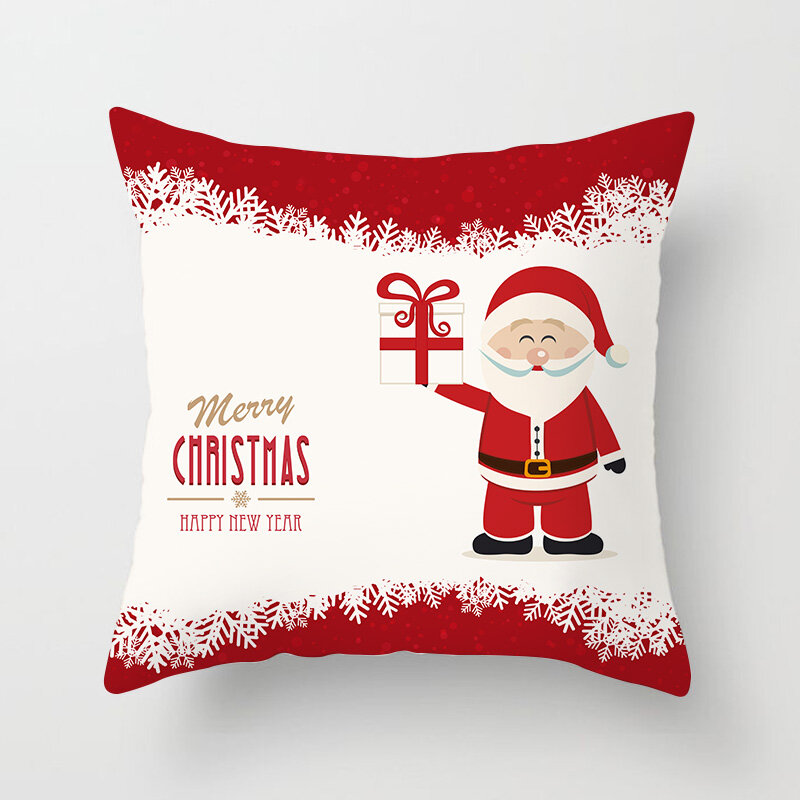 메리 크리스마스 던져 베개 케이스 산타 클로스 트리 선물 눈사람 쿠션 커버 홈 소파 의자 장식 베개