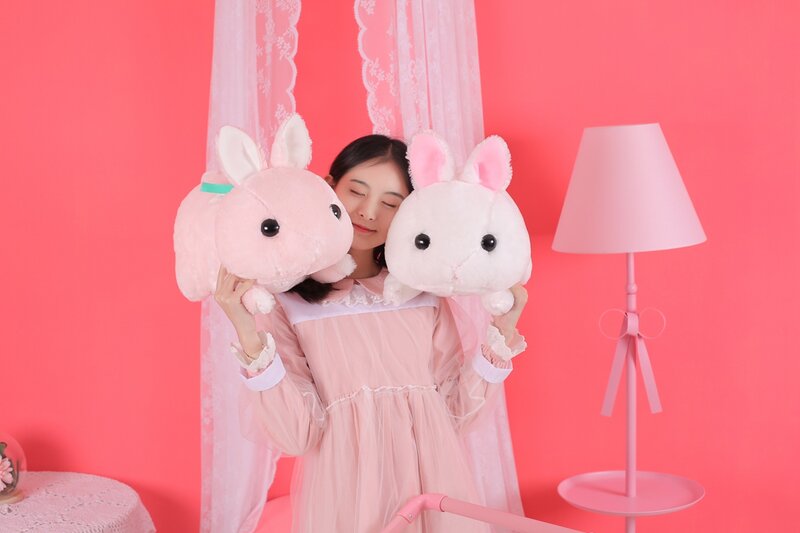 1 pc 45cm kawaii bonito branco rosa coelho animais coelhos recheados brinquedos de pelúcia para a menina do bebê aniversário presente natal decoração da sala