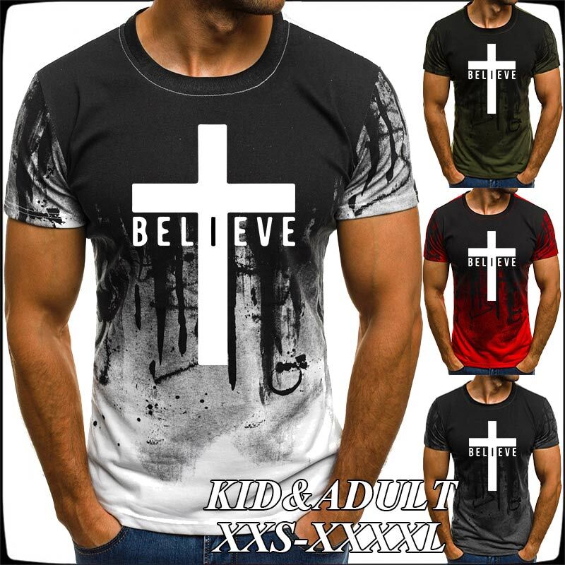 2022 가장 최근에 나는 신의 기독교 남자 패션 멋진 통기성 짧은 소매 티셔츠 (4 색) S-4XL 믿는다.
