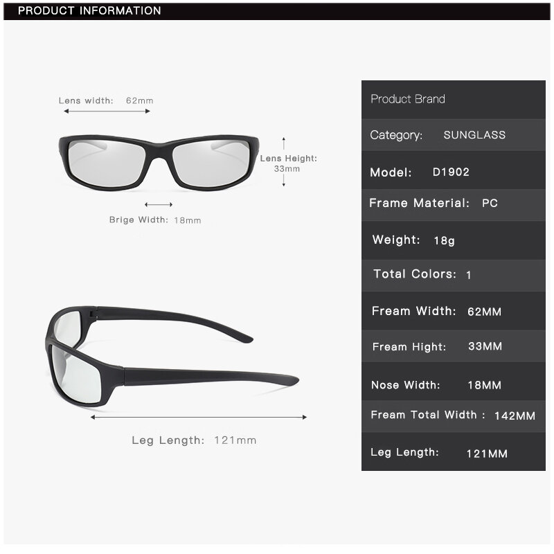 2020 Square Photochromic Sunglasses Men Polarized Glasses Retro Women Chameleon Sunglasses with case box gift UV400 Gafas Oculos