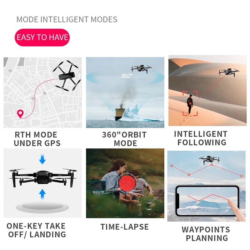 LAUMOX Faith – Drone 2S professionnel 4K, GPS, caméra HD, 3 axes, cardan, quadcopte, 35min de vol, RC 7KM SG906 Max2 x8 mini F11S 4K PRO