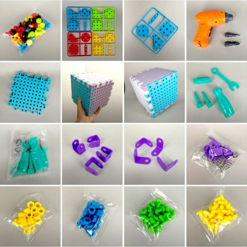 Kits de montagem de parafuso vender por peças diy elétrica broca parafuso porca cubo desmontagem acessórios mosaico criativo crianças quebra-cabeça brinquedos
