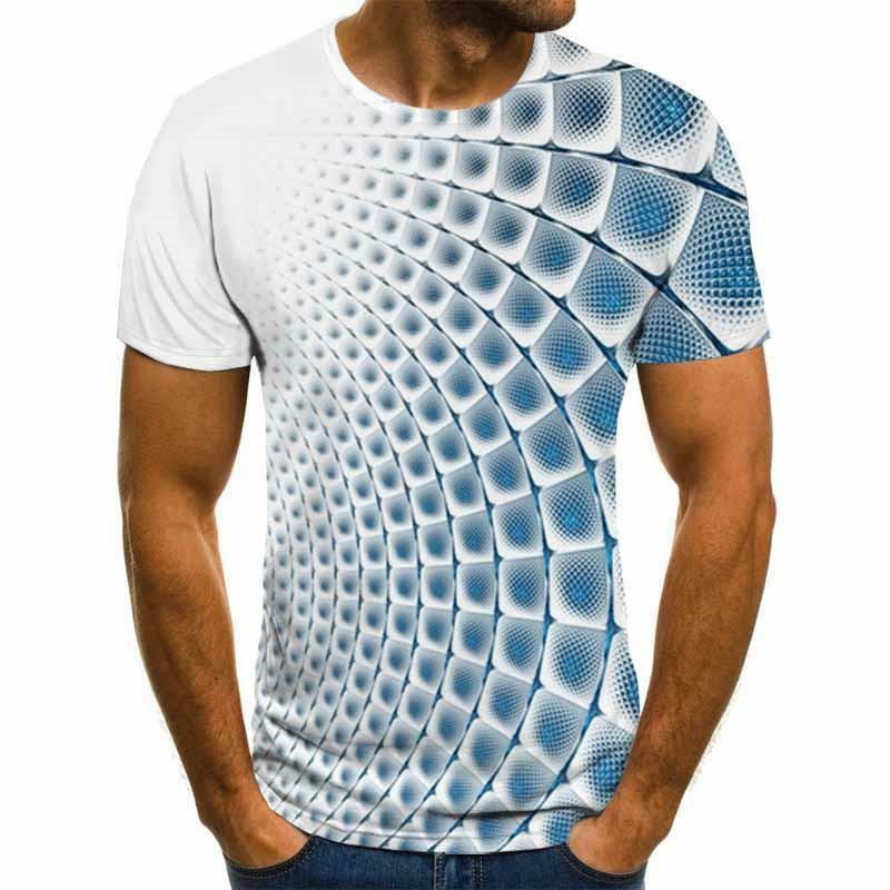2021แฟชั่น Casual สั้นแขนสามมิติ Vortex ผู้ชายเสื้อยืด3D พิมพ์ฤดูร้อน O-Neck สบายๆตลกเสื้อยืด