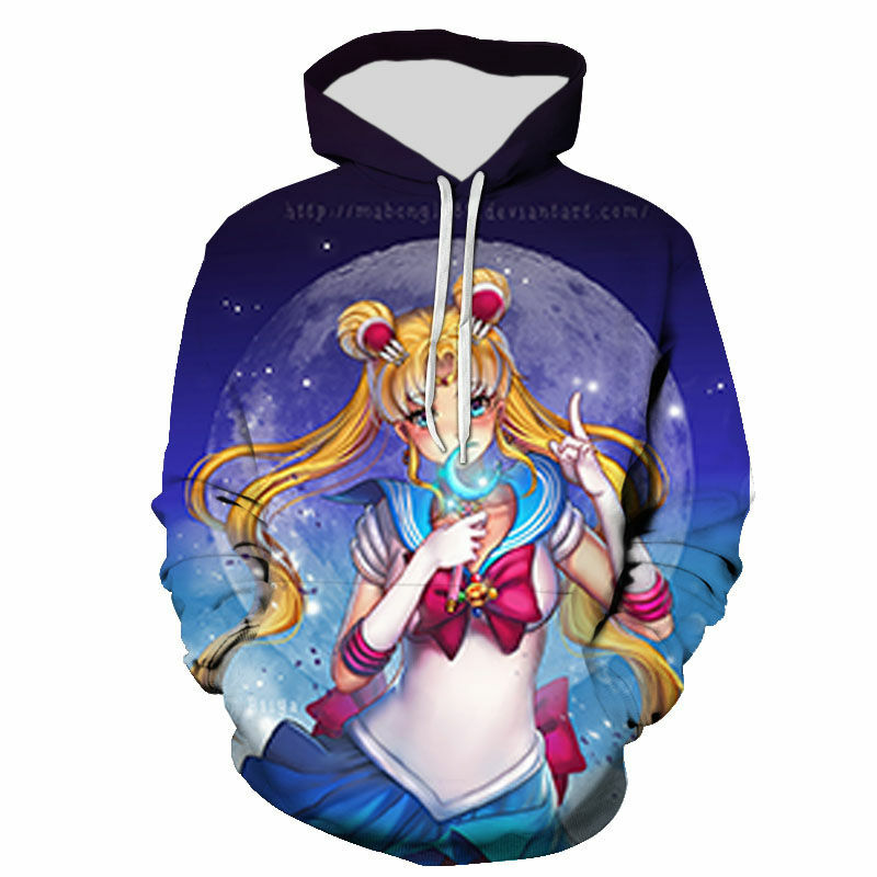 Sudadera con capucha de Sailor Moon para hombre, mujer y niño, suéter de manga larga con estampado 3D, ropa informal a la moda, Tops para niño y niña