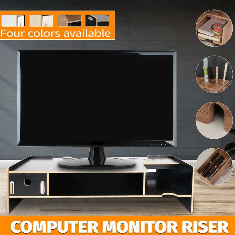 48x20x12cm de madeira computador monitor suporte portátil mesa riser organizador rack armazenamento prateleira monitores acessórios