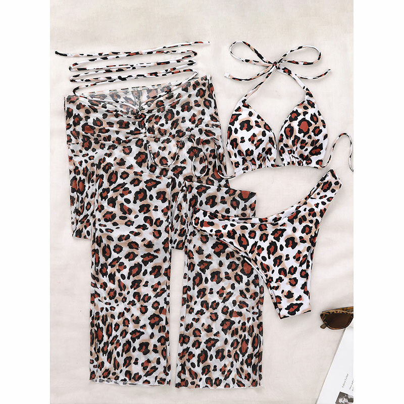 Mossha print leopard bikinis swimsuit women micro bandage triangle swimwear conjunto biquinis feminino trajes de baño mujer 2022