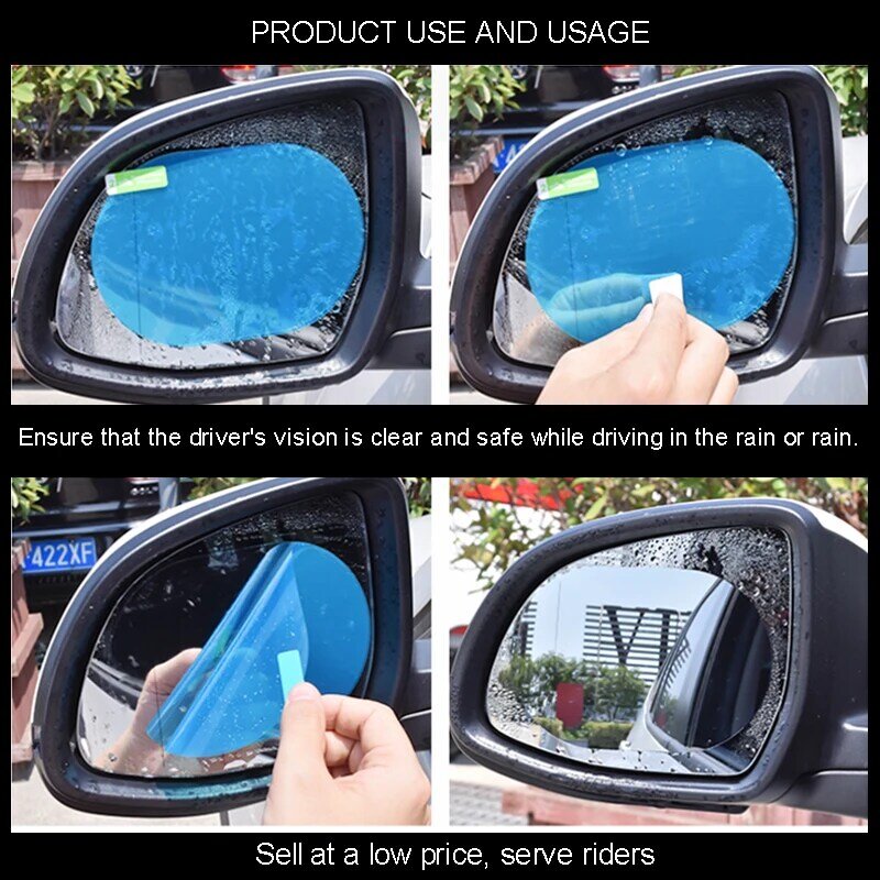 2 Pcs รถกันฝนฟิล์มรถกระจกมองหลังกระจก Rain Proof Anti Fog กันน้ำฟิล์มเมมเบรนสติกเกอร์รถอุปกรณ์เสริม