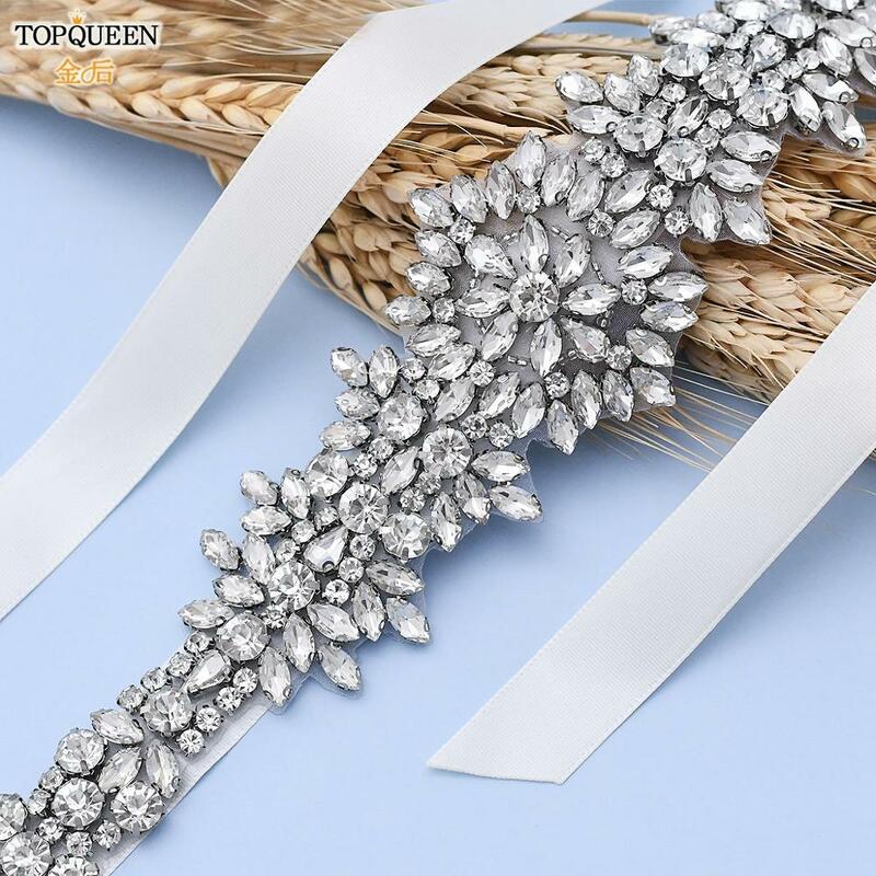 TOPQUEEN-Diadema nupcial con diamantes de imitación, bandana de lujo, de plata, H319