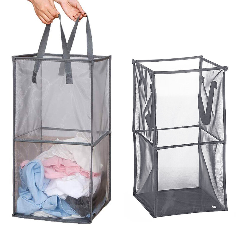 Malha respirável dobrável cesta de lavanderia organizador para roupas sujas lavanderia cesto grande classificador grades dobrável cesta casa