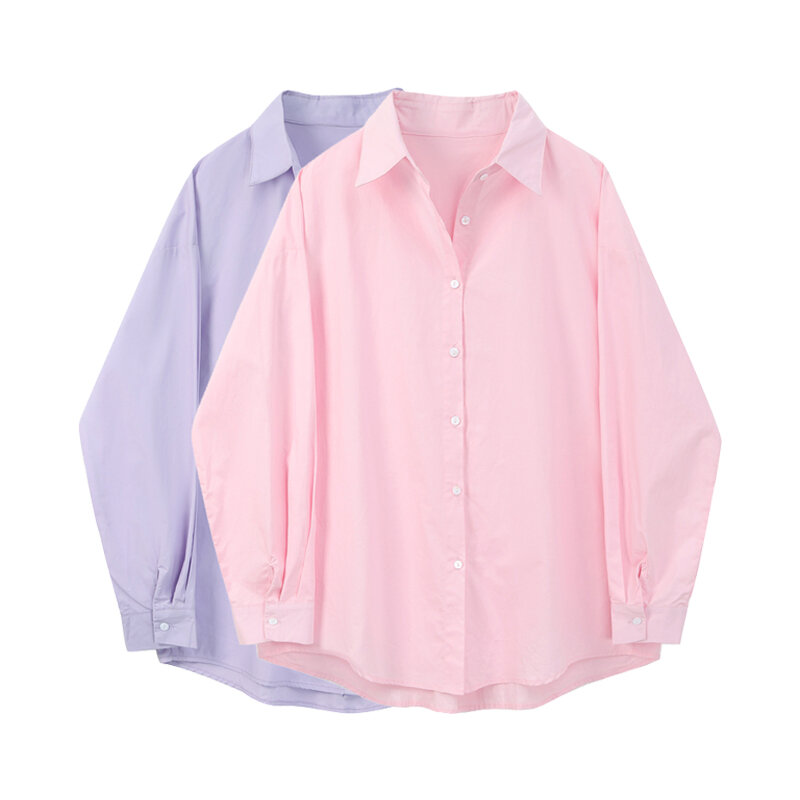 Nbpm 2021 camicetta da donna di moda primavera manica lunga Top tunica abiti donna Blusas Mujer camicette eleganti camicia da donna rosa