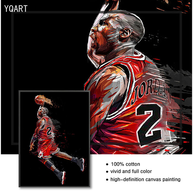 YQ ART – affiche de Michael Jordan, Fly Dunk, basket-ball, images murales, toile de Sport, peinture artistique pour décoration de salon de maison moderne
