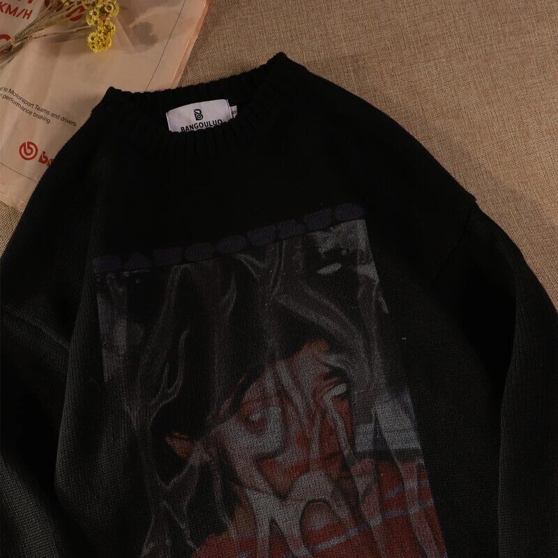 Suéter de punto gótico Y2K para mujer, Jersey holgado de gran tamaño, ropa grunge, invierno, 2021