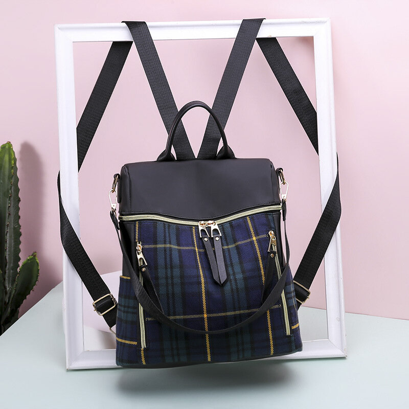2020 nuova borsa a tracolla doppia Oxford impermeabile coreana moda viaggio versatile zaino scozzese in tela zaino a doppio scopo