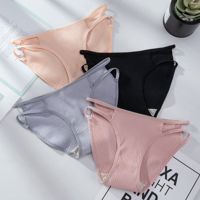 Low Waist Women Panties Cotton Ladies Briefs Comfort Simplicity M-XL Underwear Female Hollow Out Solid Color Pantys Lingerie