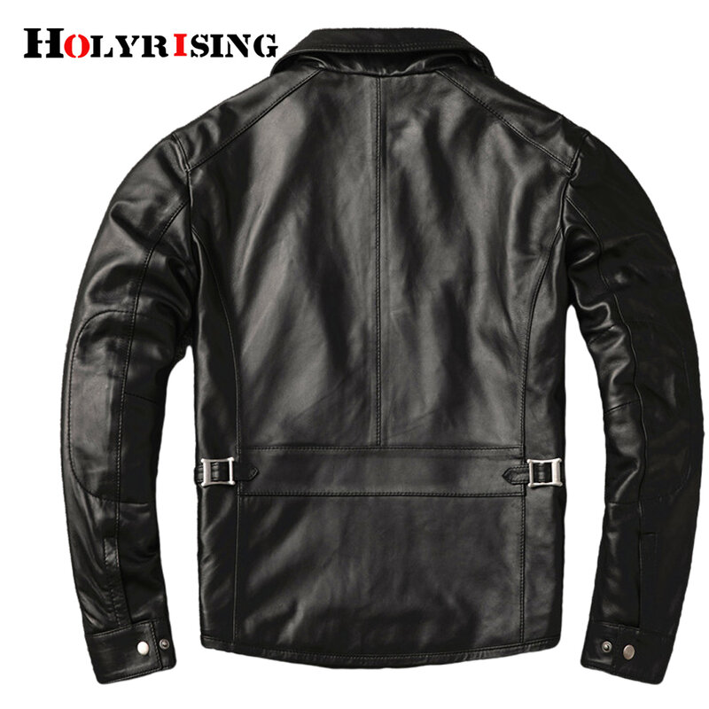 Holyrising جديد الرجال معطف جلد طبيعي 100% جلد الغنم الحقيقي s-4XL chaqueta دي لوس hombres فيست cuir أوم 19499