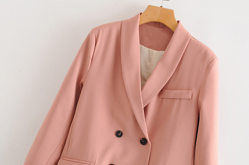 Toppies 2021 Spring Woman Blazers Suit Jacket Double Breasted Pink Blazer High Waist Skirt Office Lady Formal Blazer