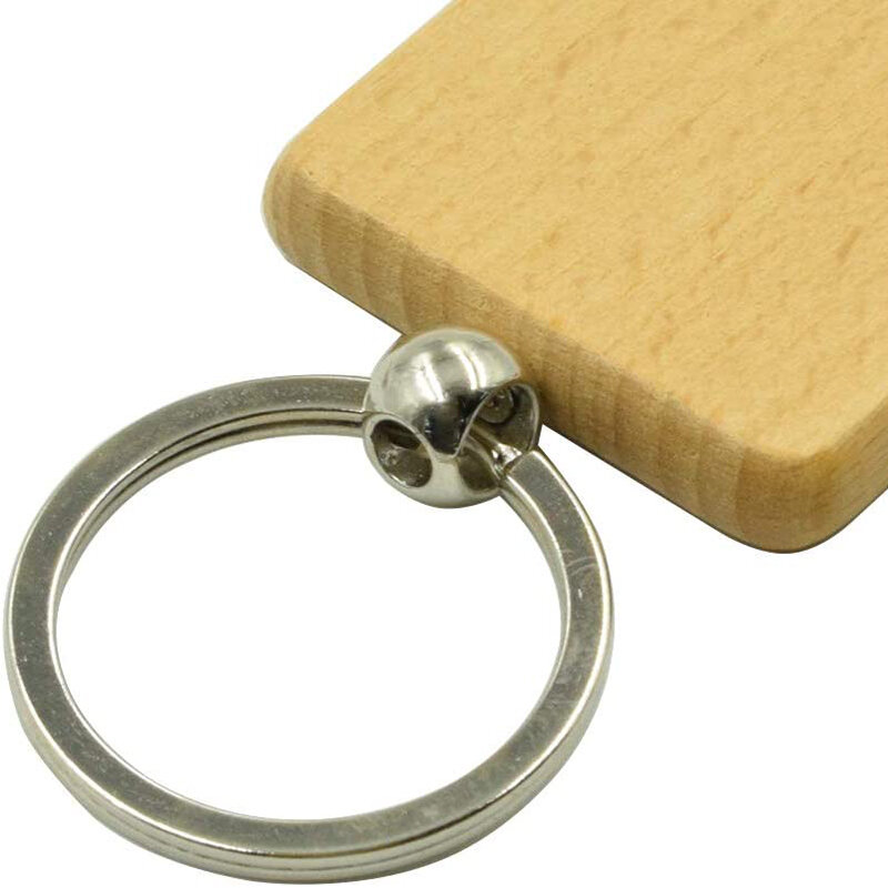 50Pcs DIY ไม้พวงกุญแจสแควร์แกะสลักแหวนไม้ Key แหวน40X40มม.
