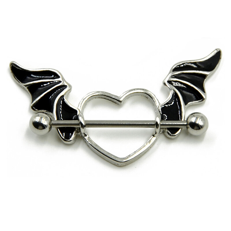 1 par asas de morcego mamilos anéis de aço inoxidável mulheres sexy bdsm corpo perfurado acessórios eróticos adultos decoração mamilos anéis