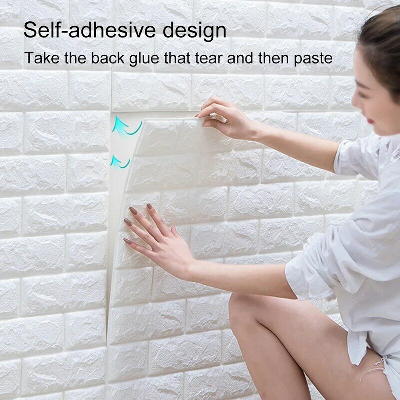 3D Wall Stickers Imitation Brick Bedroom Decor Waterproof Self-adhesive Wallpaper For Living Room Kitchen TV Backdrop Decor