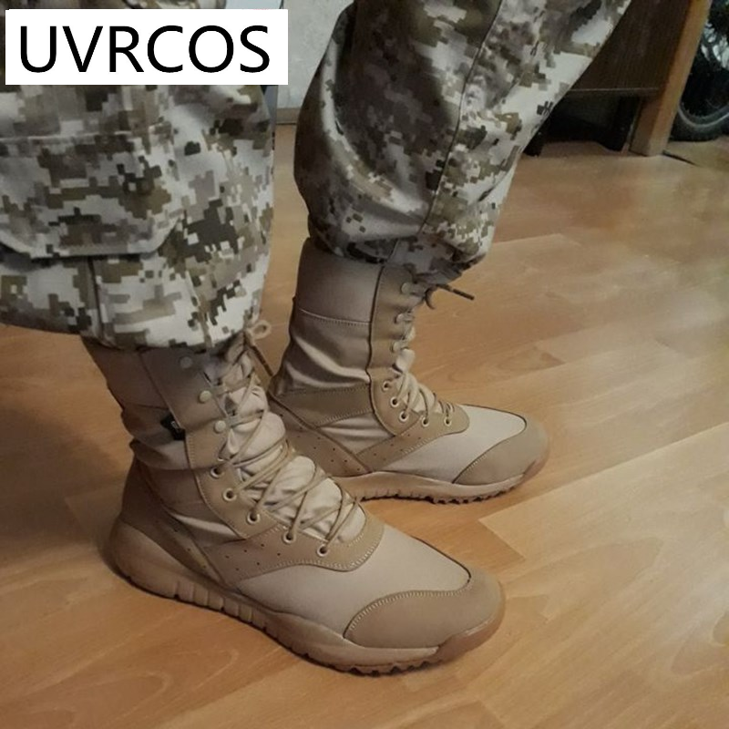Sepatu Memanjat Luar Ruangan Ultrallight Sepatu Bot Tentara Latihan Taktis Sepatu Bot Gurun Hiking Jaring Bersirkulasi Musim Panas Pria Wanita Ukuran 35 -47