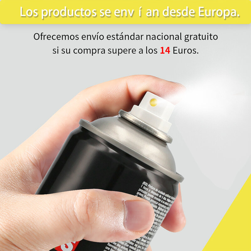 Spray de tinta acrílica de 200 ml, secagem rápida sem bolhas, padrão, envio da europa, cor de cetim preto 9005