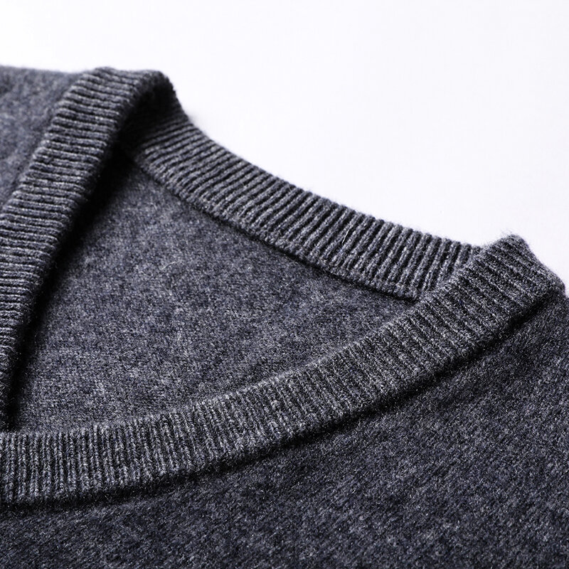 Pull en laine pure pour homme, sans manches, col en v, décontracté, ample, tricoté, collection automne et hiver, 100%
