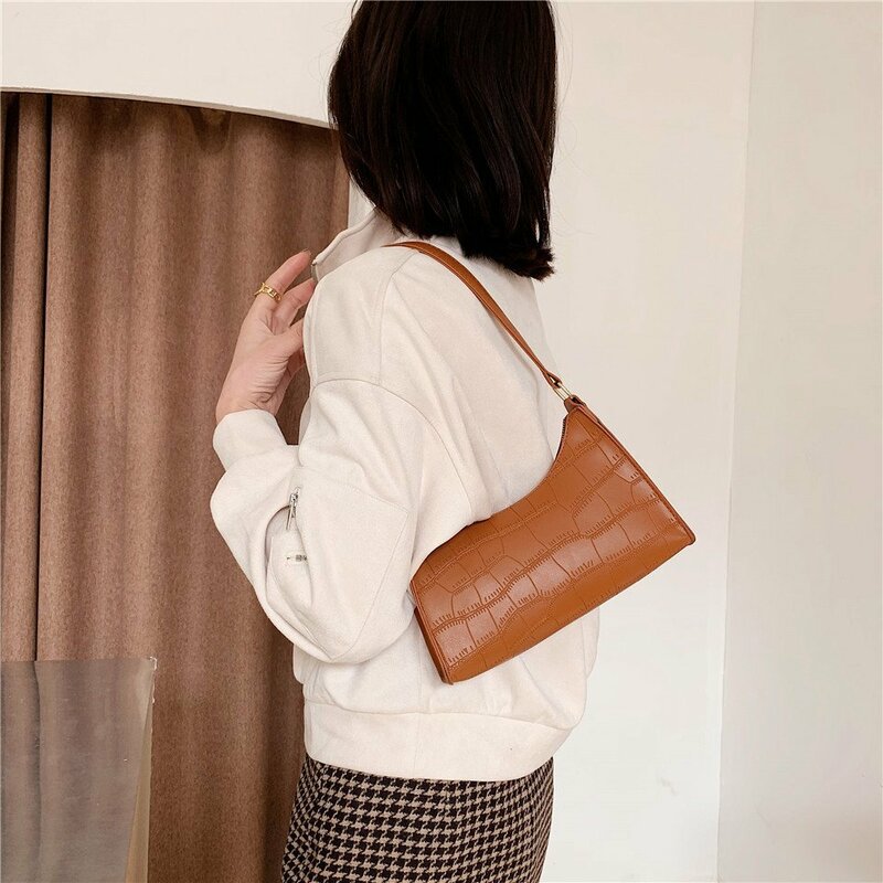 Fashion Shoulder Bags Soft PU Leather Women Retro Casual Shopping Bag Female Handle Designer Handbag Ladies Armpit Bag