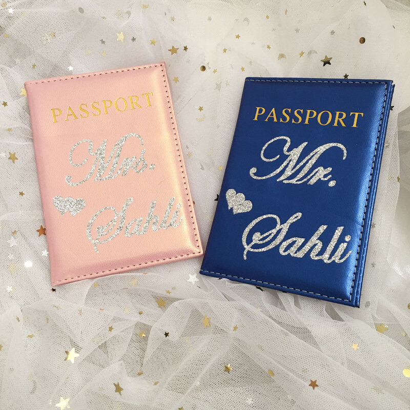 Cubierta de pasaporte personalizada de San Valentín para novio, regalo de cumpleaños para señora, luna de miel