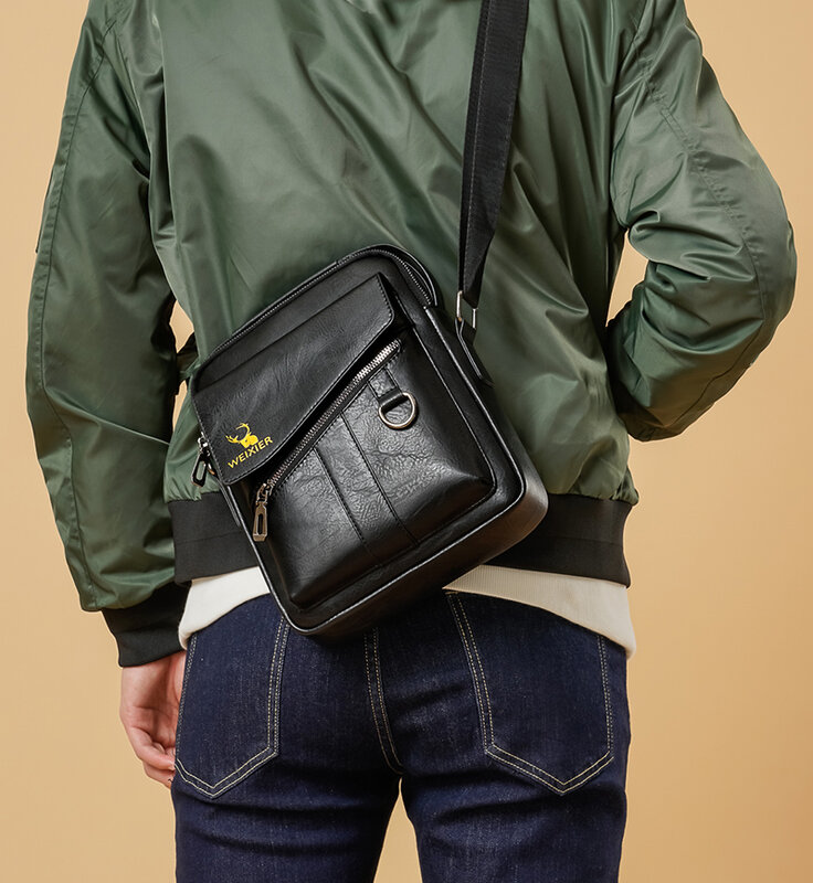 Мужская сумка 2021, сумка на плечо, деловые винтажные сумки через плечо, Качественная мужская сумка, кожаная сумка, вместительная сумка-мессен...