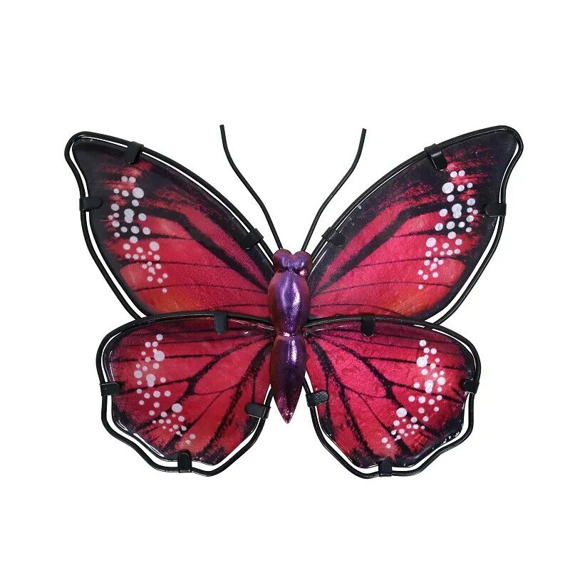 Red Metal Butterfly Wall Art for Home and Garden Exterior Decoration Miniaturas Animal Outdoor Statues and Sculptures for Yard