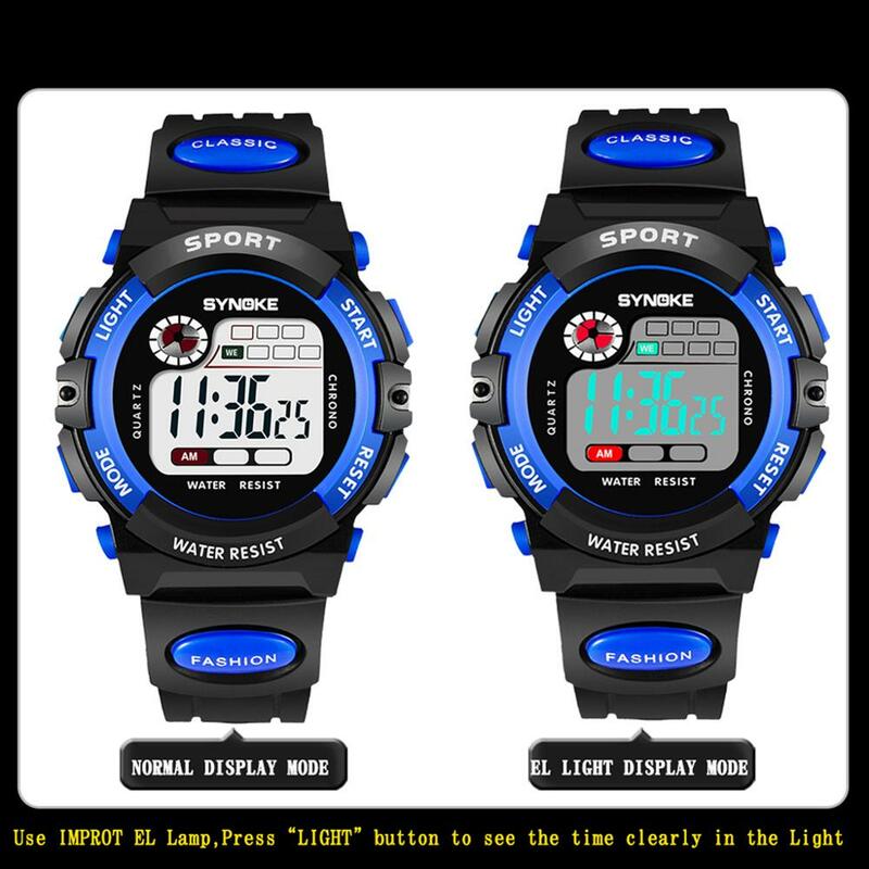 SYNOKE zegarki dla dzieci zegarek studencki sportowe na co dzień wodoodporny wyświetlacz LED dzieci zegar elektroniczny chłopców prezenty dla dziewcząt