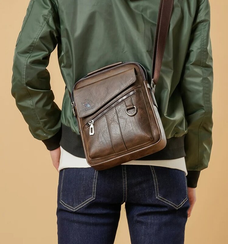 Brand Men Shoulder Bag PU Leather Business Messenger Bags Large Crossbody Bag Waterproof Travel Bag Mens Casual Male Handbag
