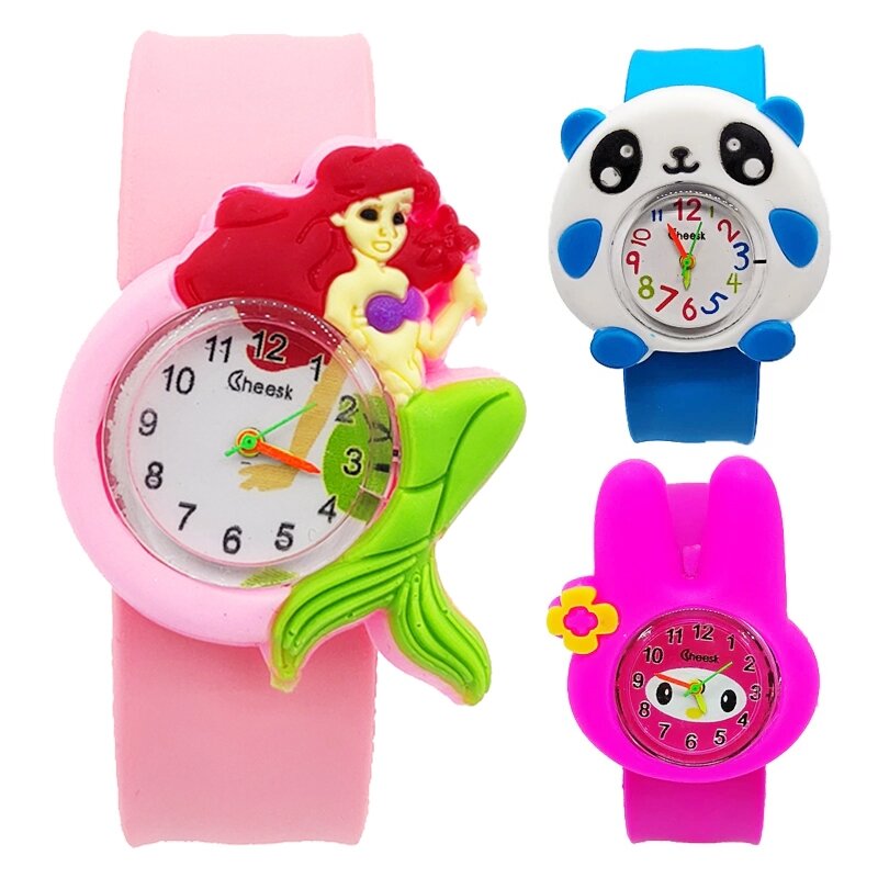 Nowy styl! Cartoon Mermaid Watch dzieci czas nauki zabawki zegarki dla dzieci chłopcy dziewczęta zegar prezent na boże narodzenie dziecko cyfrowe zegarki