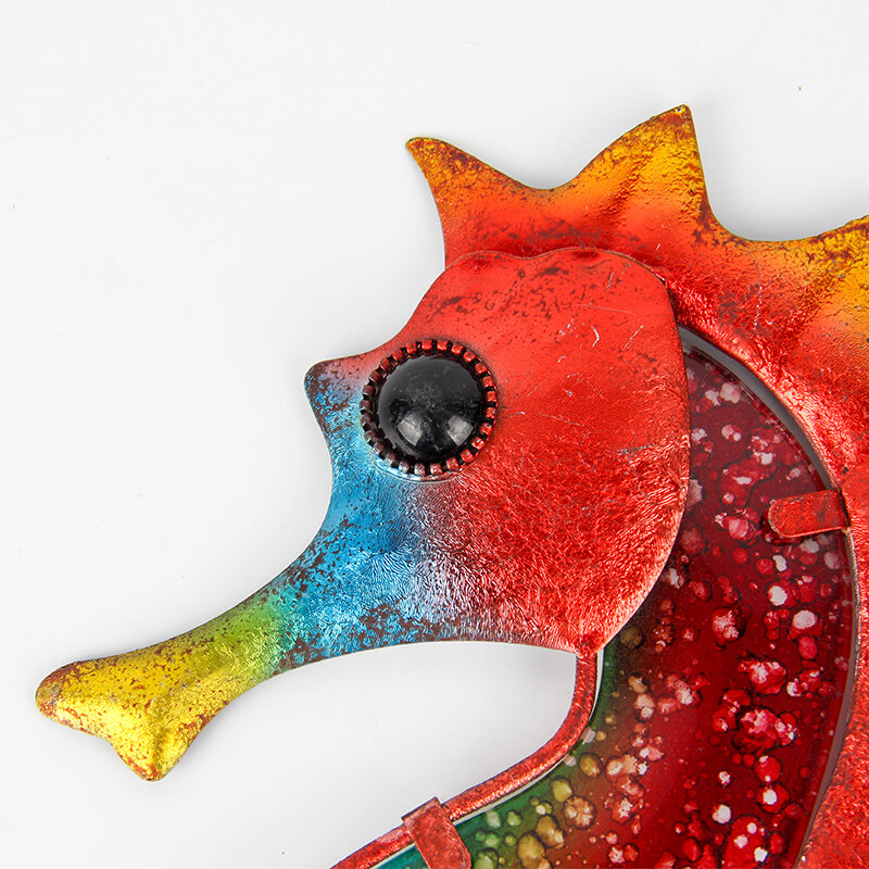 Home Art Metal czerwony konik morski do ogrodu rzeźbione dekoracyjne miniaturowe posągi i ozdoby na zewnątrz animale Jardin