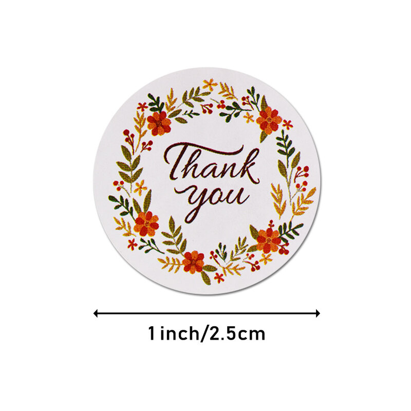 500pcs/roll Round Floral Thank You Sticker for Seal Label Cute Holiday Happy Gift Packaging Stationery Sticker