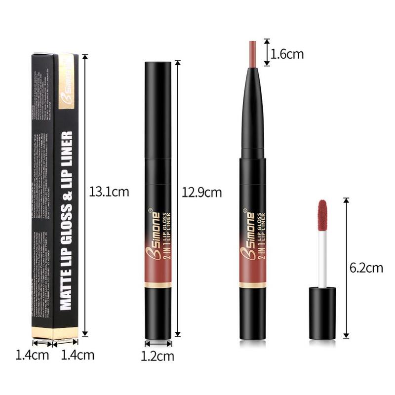 Professional Makeup Double-end Matte Lipstick Pencil Waterproof Long Lasting Sexy Red Lipvelvet Lip Liner Pen Lip Gloss Cosmetic