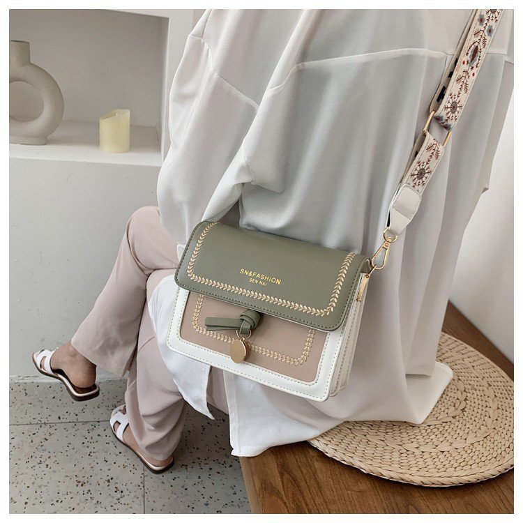 Кожаные сумки через плечо контрастных цветов для женщин 2021 Женская сумочка модная простая сумка-мессенджер на плечо женская сумка через пл...
