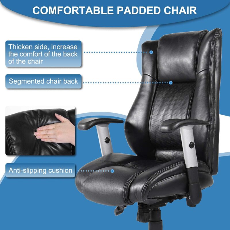 Cadeira executiva de couro, ergonômica, giratória, para pc e escritório, elevação, giratória, ajustável