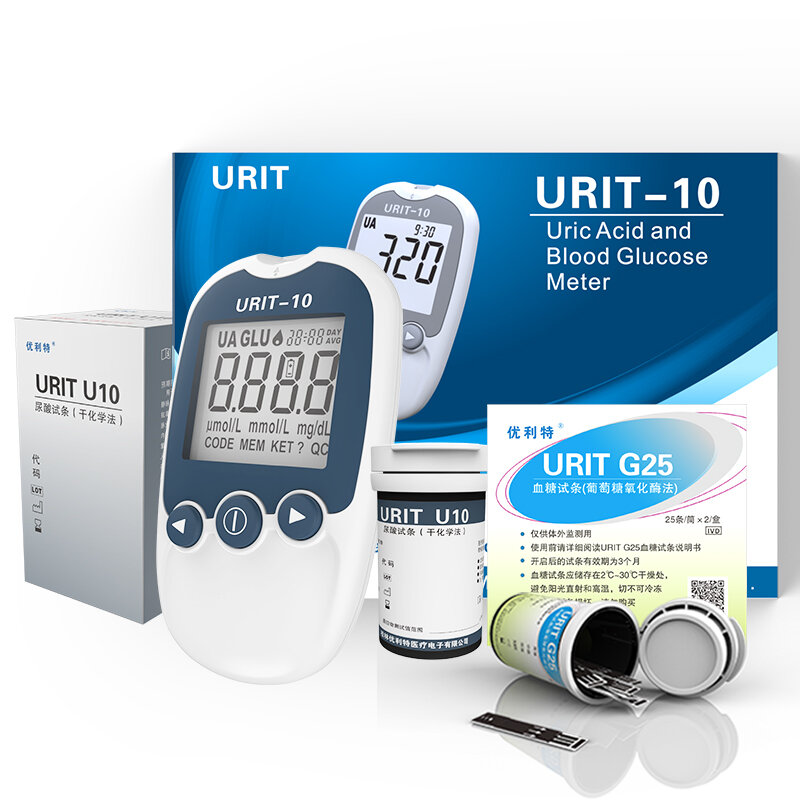 U10 혈당 모니터 URIT 당뇨병 테스트 키트 혈당 모니터 2-in-1 다기능 요산 및 당뇨병 테스터